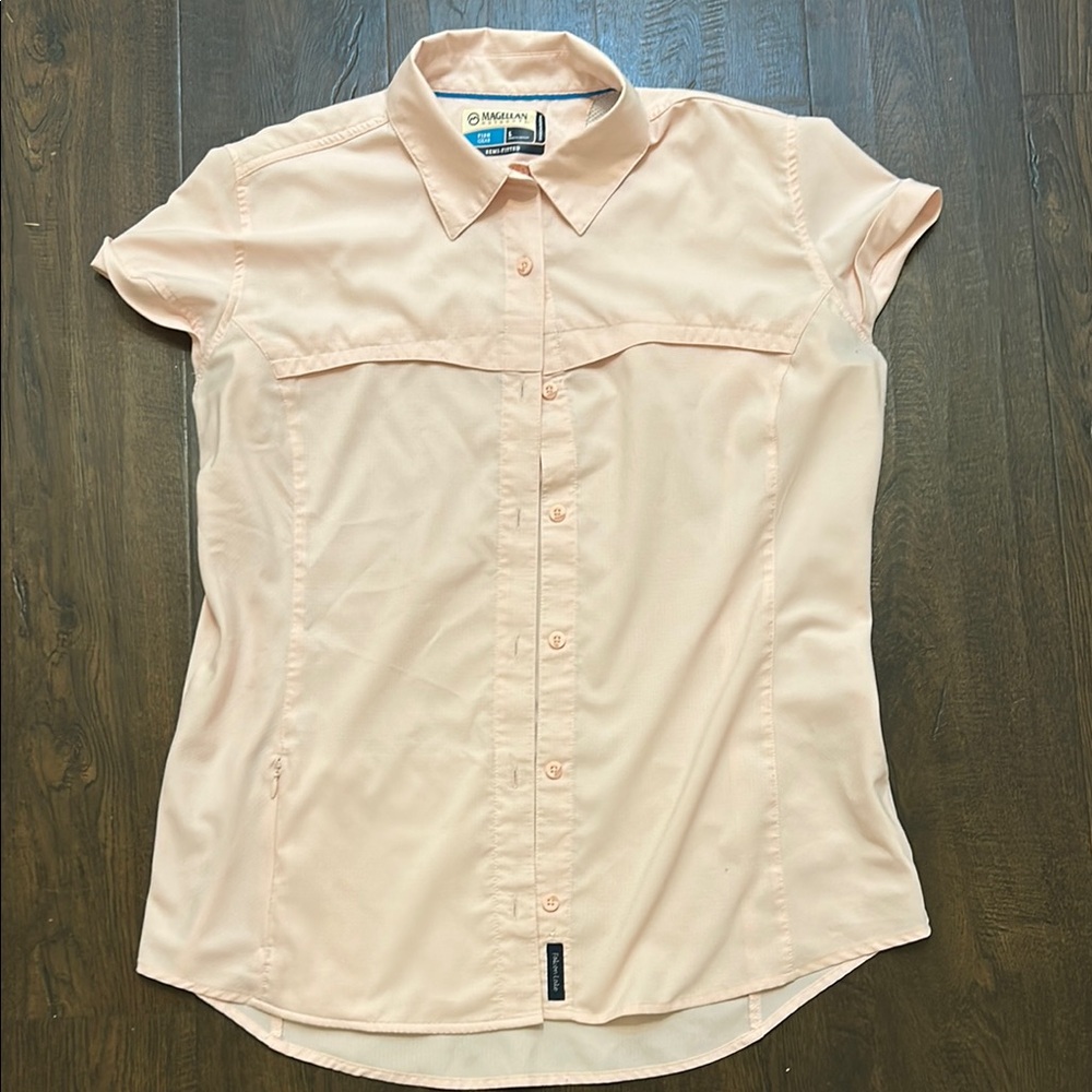 Magellan Outdoors Peach Button-Up Women's Top